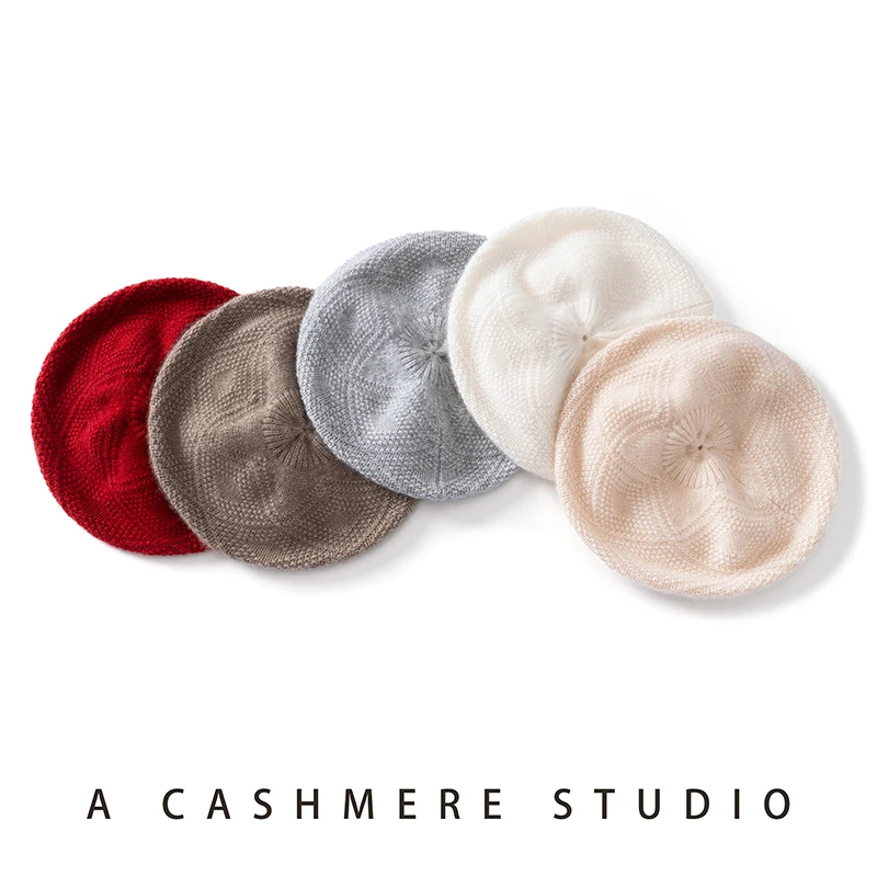 Fashion Korean Version Cashmere Knitted Beret Autumn Winter Warm Hat British French Painter Style Versatile Wool Cap for Women..