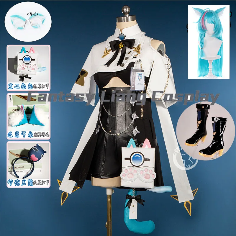 

Game NTE Mint Cospay Costume Wig Shoes Outfit For Woman Halloween Carnival Party Dress Up Stage Performance Role Play Clothing