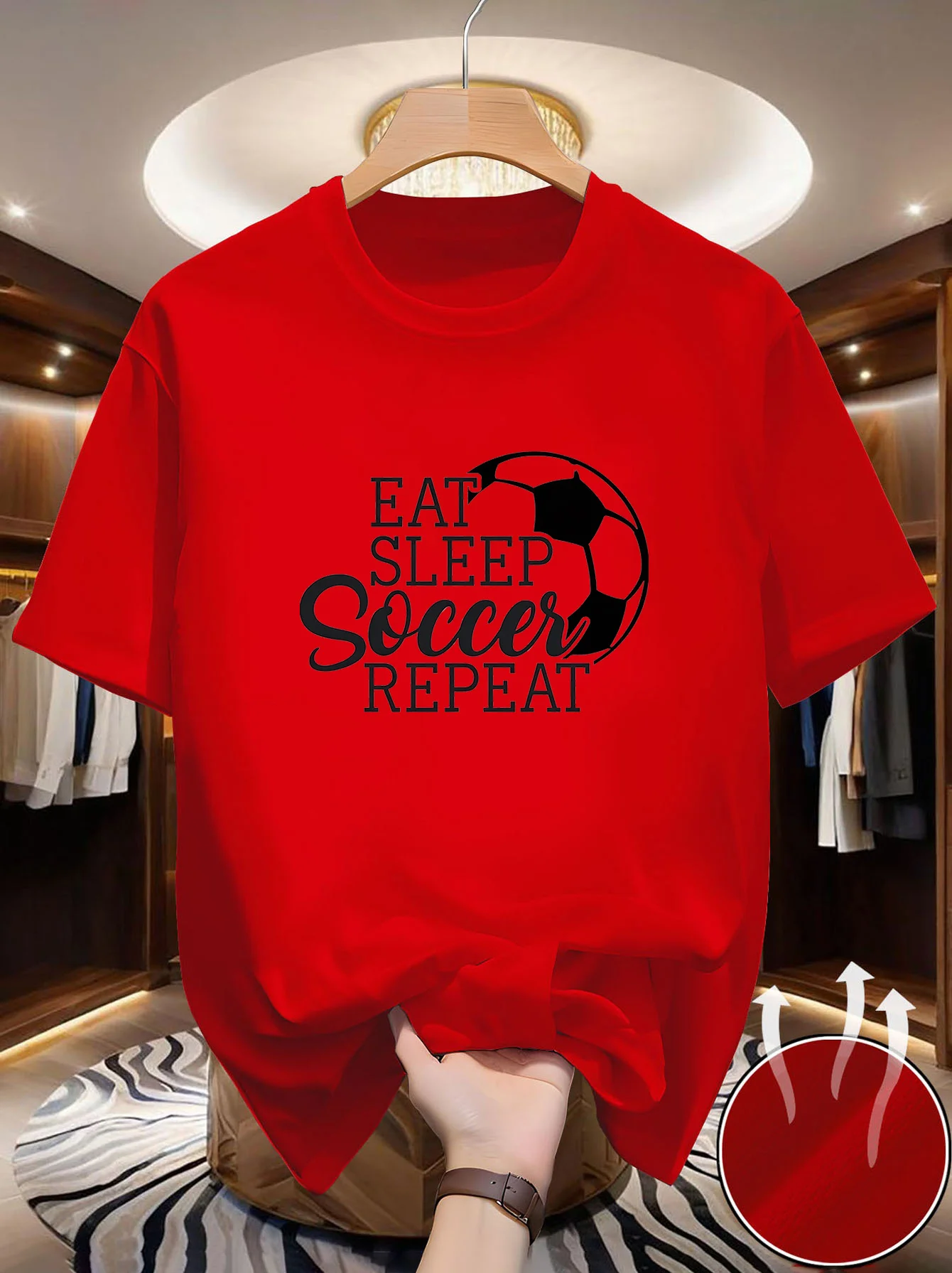 Men's Single-Piece Round Neck Short Sleeve T-Shirt,  Fit, Breathable, Elegant and Comfortable, Cool and Airy, Trendy, Textured,