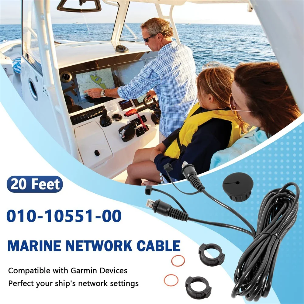 ANX 010-10551-00 Marine Network Cable 20 Foot Fits for Marine RJ45 for Garmin Navigation Screen Devices RJ-45 Male Ends 244.88IN