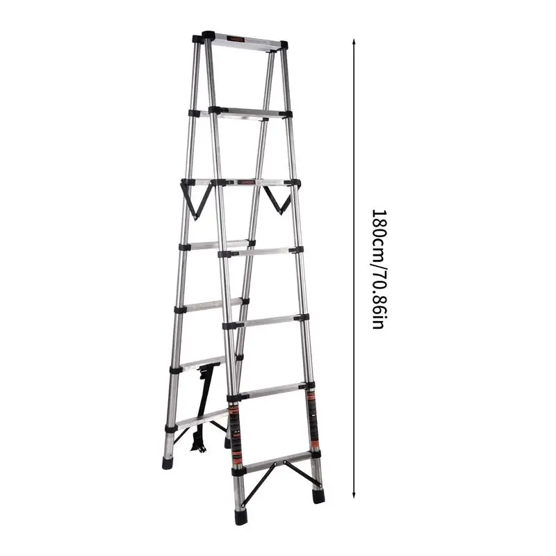 Telescopic Ladder 7.5 Ft Portable Multi-Purpose Compact Ladder 330lbs Capacity Non-Slip Feet Heavy Duty Multifunctional Aluminum