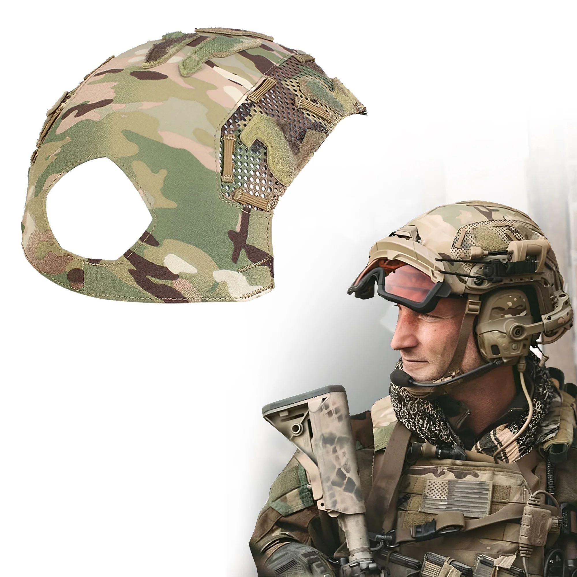 

Helmet Cover for Tactical FAST SF High Cut Helmet,Camouflage Accessories for Military Shooting Helmet In Size M/L,500D Nylon