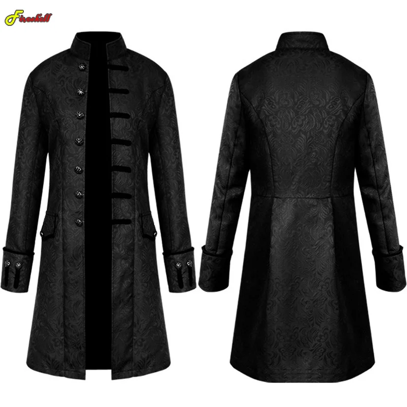 Plus méret férfiak Csúcsíves steampunk Középkori Első lépés victorian Felújulás jacquard állni Csőbilincs larp Halloween cosplay kabát Alvóhely