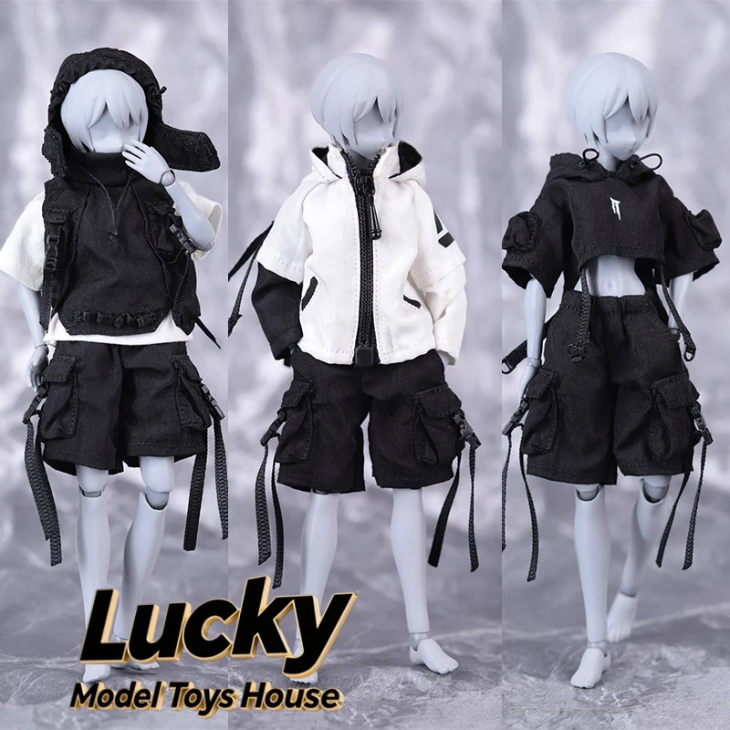 

HASUKI Ручная работа, масштаб 1/12, одежда для мобильного костюма, черный функциональный костюм (куртка, шорты) CS012, аксессуар для 6-дюймовой женской фигурки