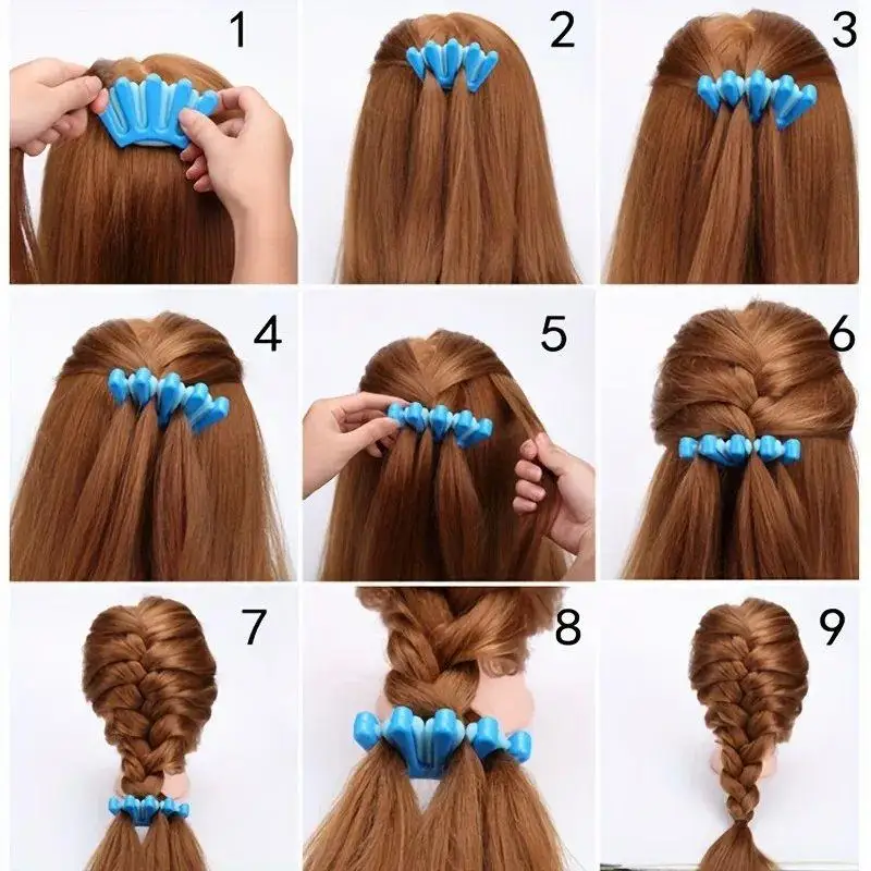 1 Stück DIY Wellen-Locken-Styling-Set, Manueller Haarcrimper, 5-Finger-Schwamm-Haarflechtwerkzeug für Frauen und Mädchen, für Party und Reisen – Detail 9