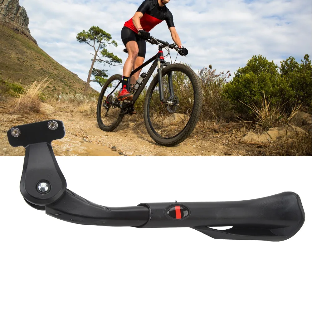 

Aluminium Alloy Bike Kickstand Adjustable Two Hole Screw Bike Side Stand Black Easy Install for 24-29 inch Bike
