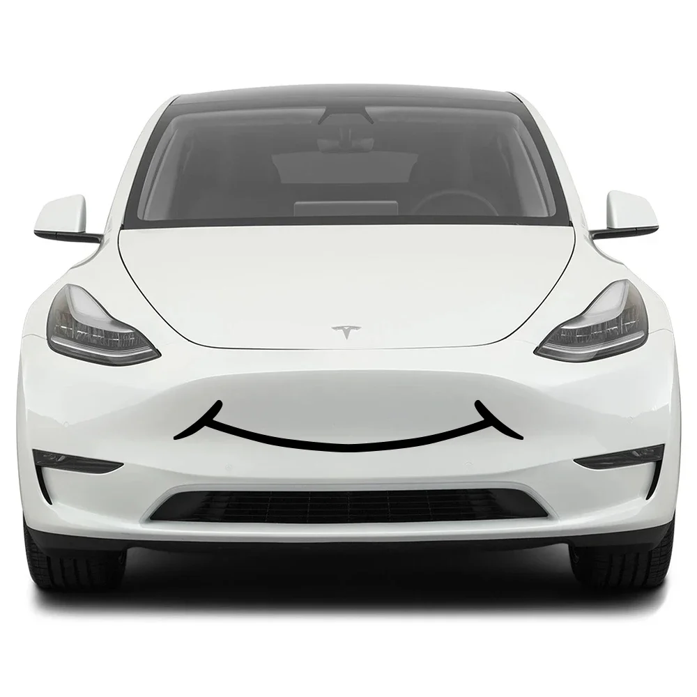 Smile Happy Day Front Bumper Stickers Car Sticker For Tesla Model 3 Y X S Car PVC Decals Waterproof Vinyl Film Auto Accessories