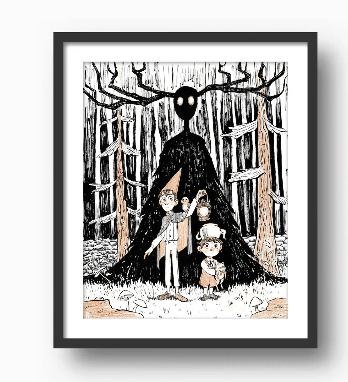 Whimsical Forest Wall Art Canvas Prints, Dark Woods Character Posters, Vintage Decor for Living Room Bedroom Nursery Decor