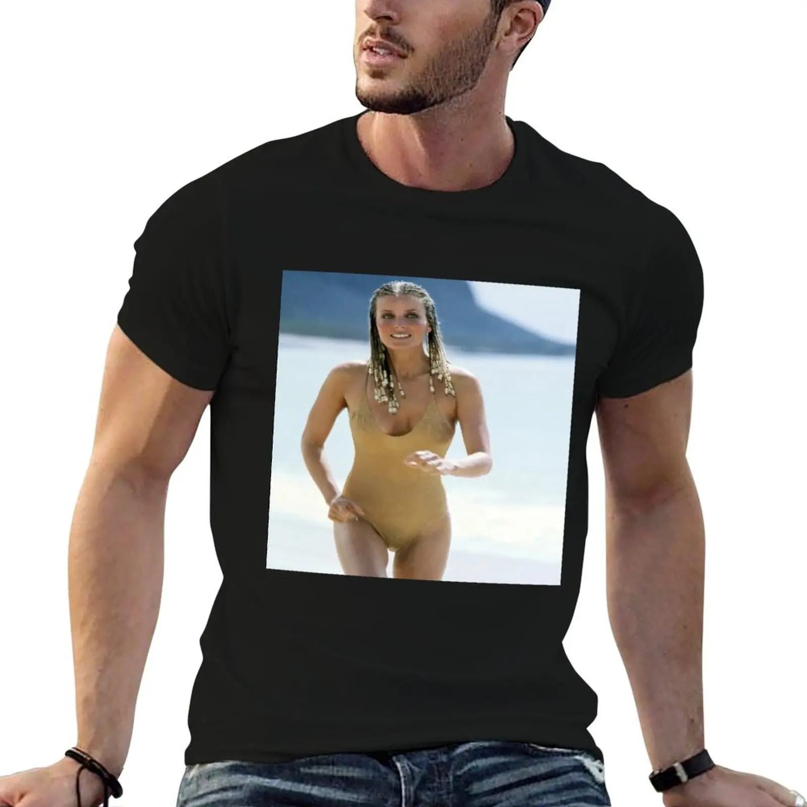 Bo Derek Braids 1979 em biquíni - Camiseta vintage colorida masculina, camiseta de algodão de marca de luxo de alta qualidade, 100% algodão.