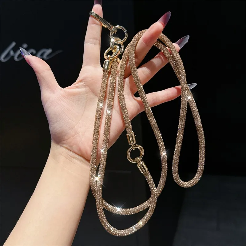 

2 In 1 Lanyard Crystal Rhinestone Luxury Bling Bright Diamond Anti-lost Rope Phone Strap Hanging Cord Chain Case Cover