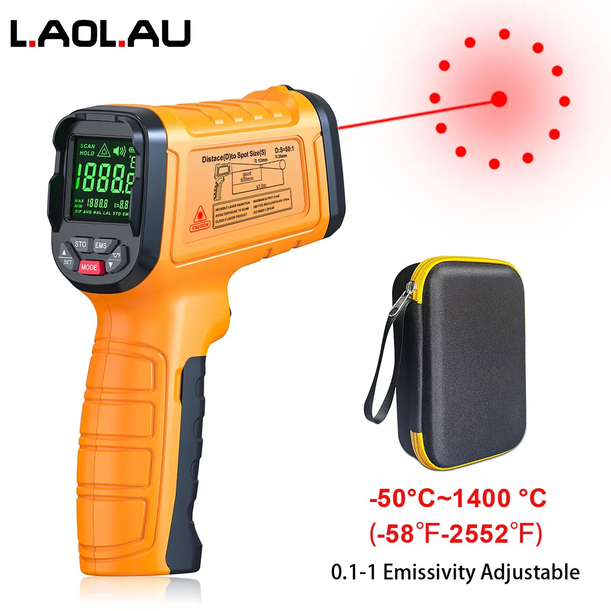 1400°C Infrared Thermometer Professional 13 Laser Points Non Contact Digital Pyrometer IR Temperature Gun High Temp Alarm