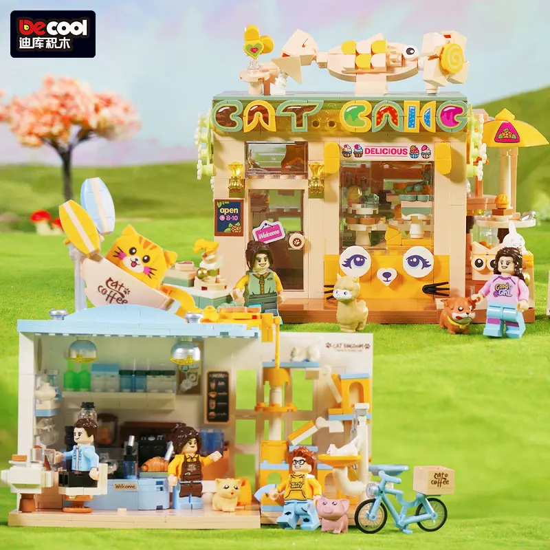 

IN STOCK MOC Pet Dessert Shop Cat Coffee House Model 88005 88006 Building Blocks Bricks Kids Education Toys Christmas Gifts