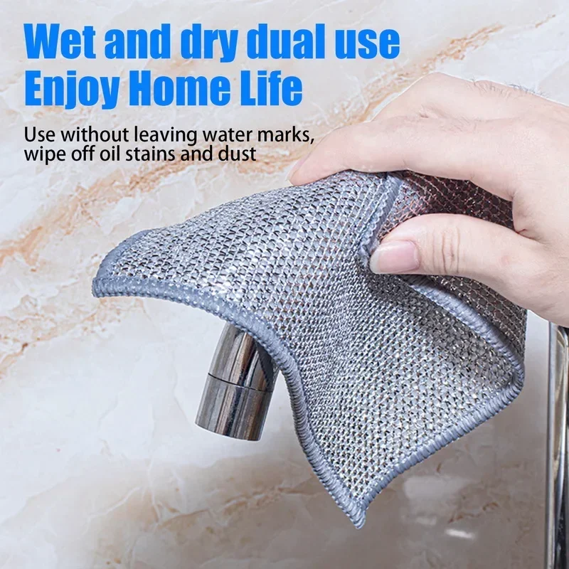 Non stick coated scratch resistant steel wire dishwashing cloth can replace steel wire ball dishwashing towels in the kitchen image 3