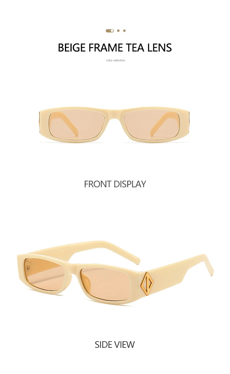 Neue schmale quadratische Sonnenbrille im modischen Stil, PC-Material, goldene Logo-Dekoration, trendiger Streetstyle, Unisex-Sonnenbrille 5378 – Detail 11
