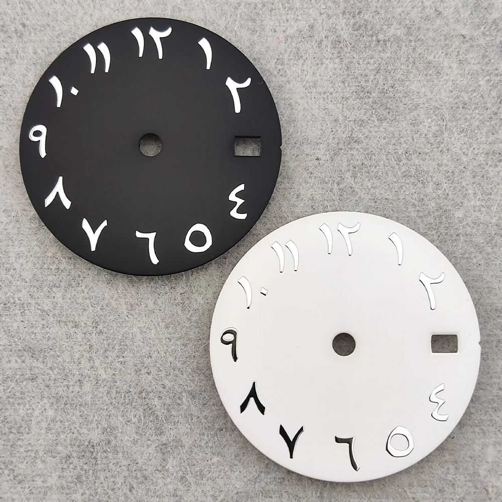 28.5mm Dial NH35 Dial Silver Reflective Arabic Numeral Dial High Quality NH36 Dial Black Dial White Dial Fits NH35/NH36 Movement