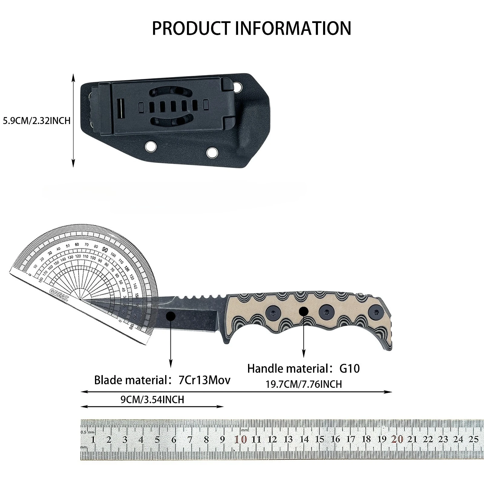 007 7Cr13Mov Jungle Climbing Straight Knife Outdoor Utility Fixed Knife Wilderness Hiking Fishing Knife G10 Handle EDC Knives