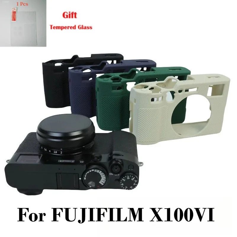 

For Fujifilm X100VI Silicone Anti-Wear Camera Protective Cover Portable Handbag With LCD Tempered Glass Film,