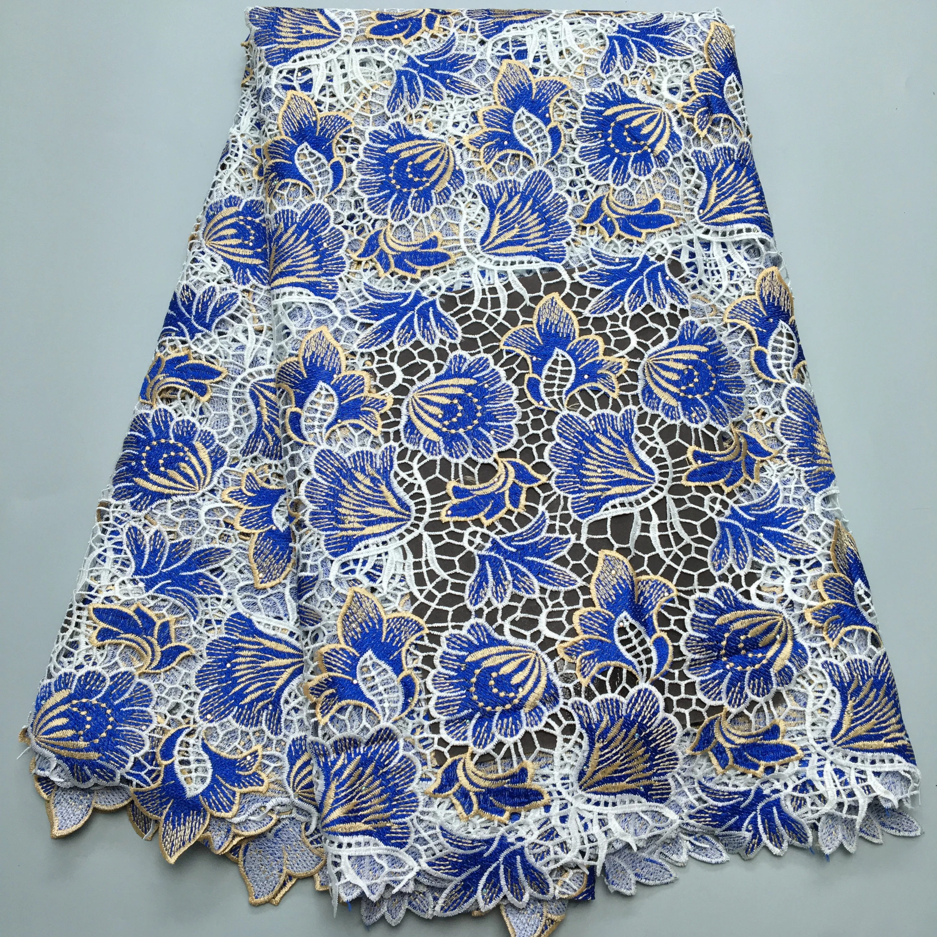 

SJD LACE African Guipure Cord Lace Lace 2024 Latest Nigerian Crystal Water Soluble Lace For Sewing DIY Women Party Dresses A3865