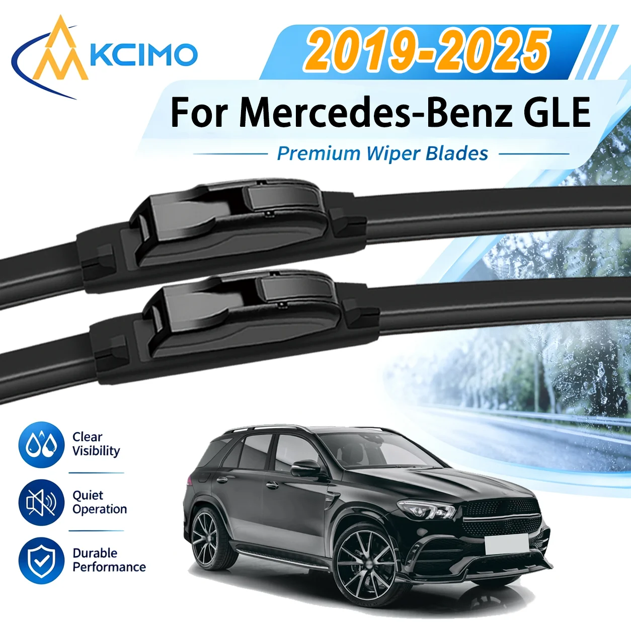 For Mercedes-Benz	GLE	W167 2019-2025 Front Windshield Wipers High Steel Frame UV Resistant Silent Replacement Wiper Blades