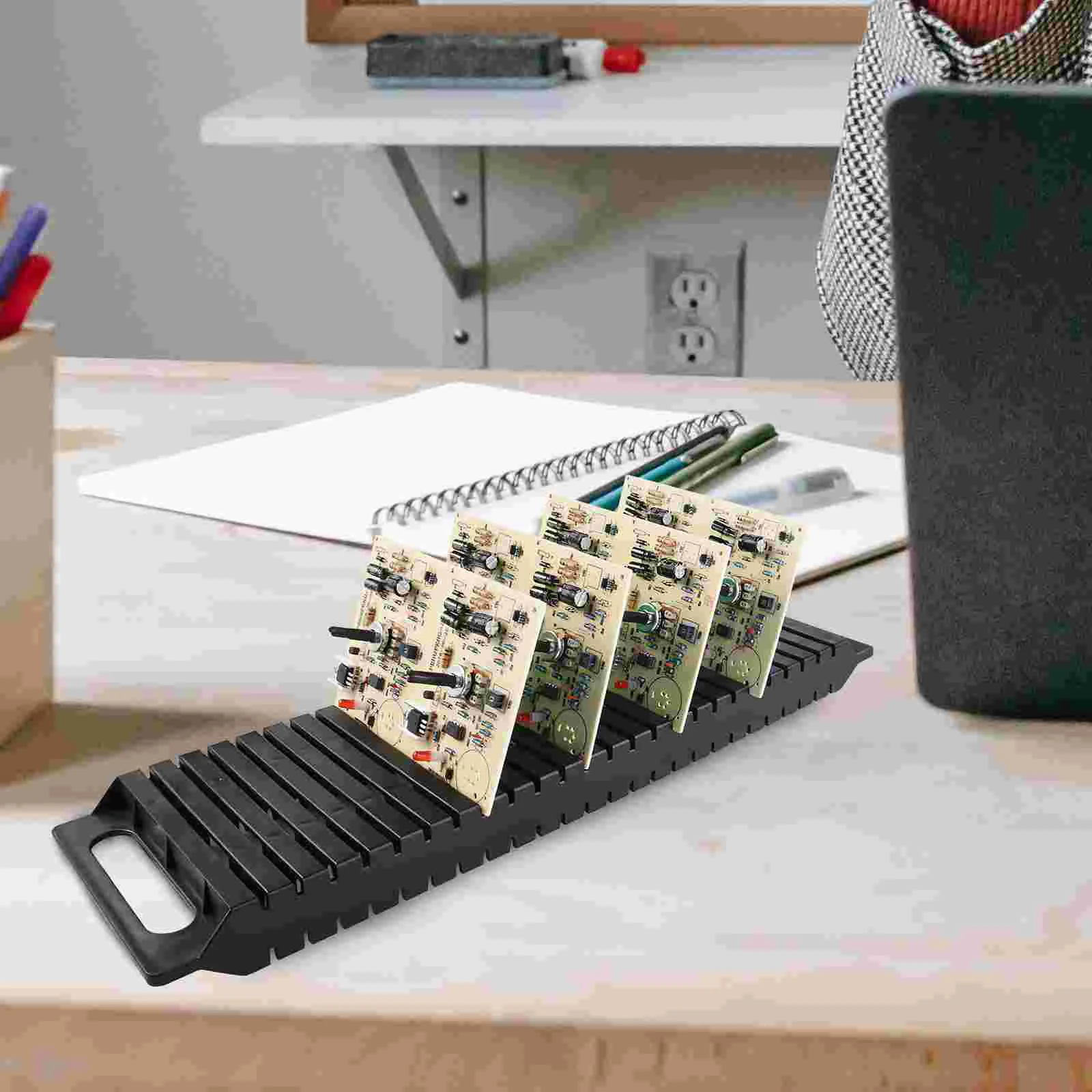 3 Pcs 정전기 방지 바 랙 보드 홀더 스토리지 회전율 랙 ESD 순환 PCB 트레이 이중 귀 디자인 정적 무료 도구