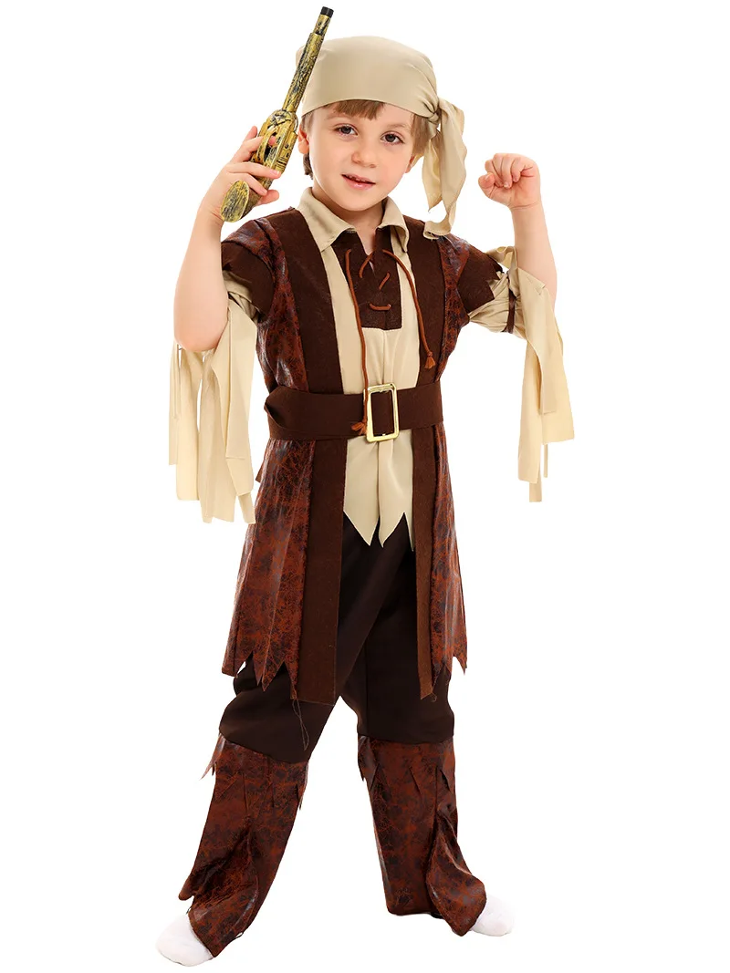 Kinder piraten kostüme für Film kapitän Jack Sparrow Cosplay Full Set Jungen Halloween Karneval Geburtstag Bühnen kostüm