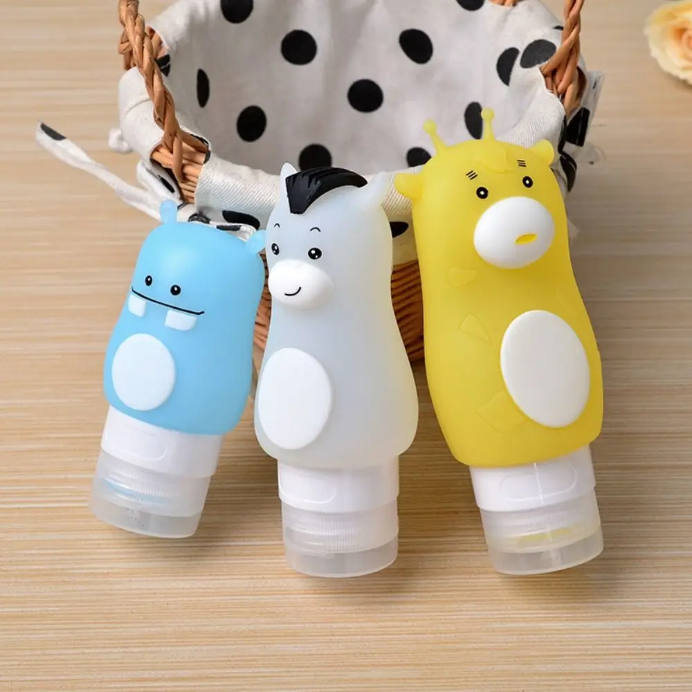 Cute Cartoon Deer Horse Animal Silicone Travel Case Organizer Shampoo Shower Gel Lotion Storage Refillable Bottle