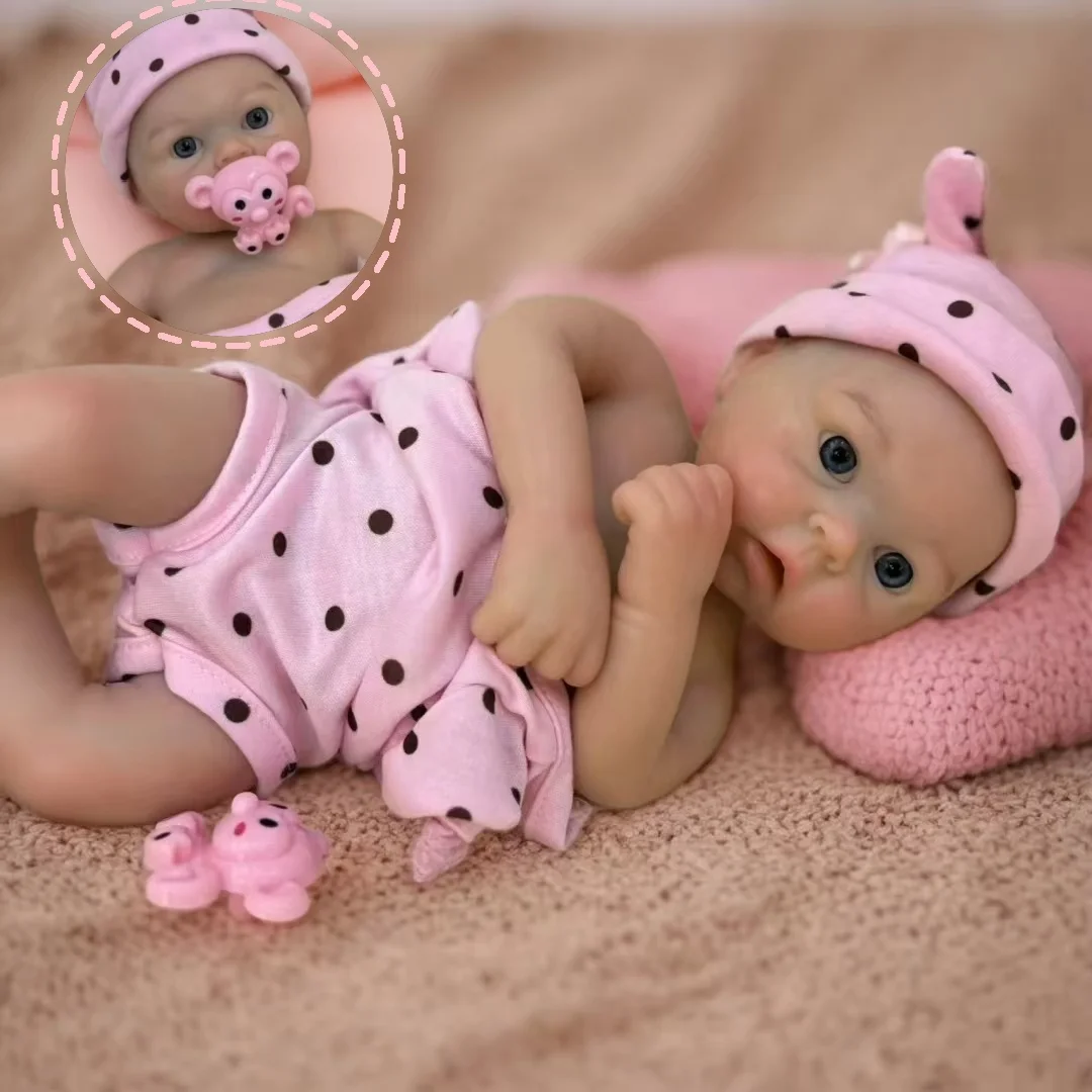 13 Polegada olhos abertos bebe reborn de silicone menina boneca com boca aberta & corpo lavável toque macio boneca de silicone recém-nascido