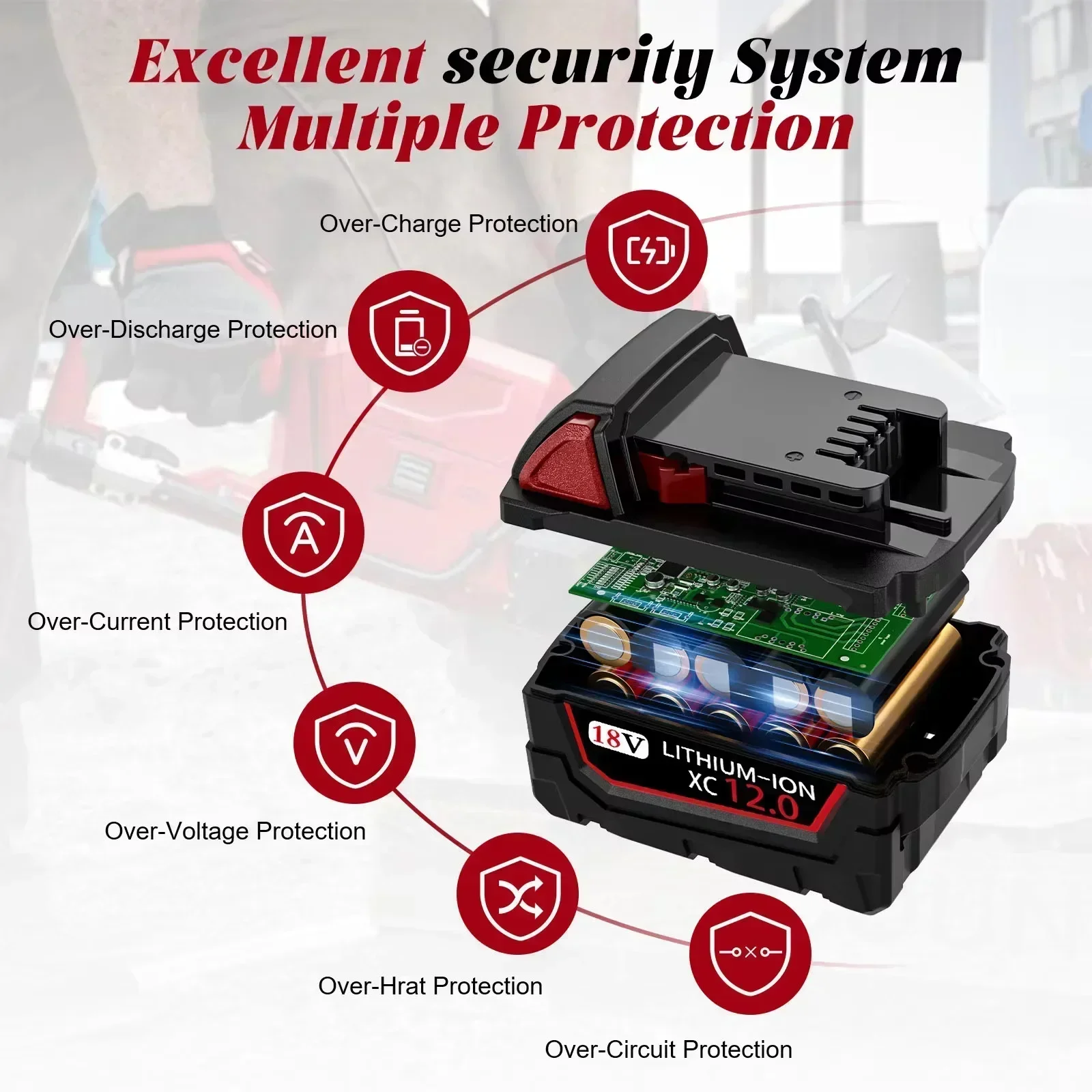 Outils électriques de remplacement et chargeur de batterie au lithium-ion, batterie Milwaukee M18, 48, 11, 1815, 48, 11, 1850, 2607, 22, 18V, 6,0 A, neuf