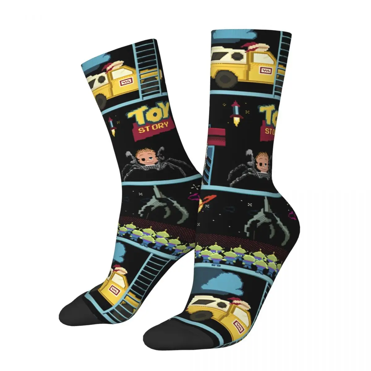 Pixar Toy Story 8-Bit Video Game Scene Stockings Design Vintage Socks Winter Anti Skid Socks Men Skateboard Soft Socks