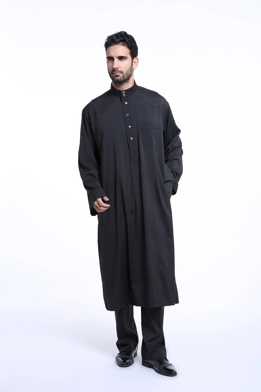 2 Pieces Dubai Arabic Islamic Muslim Mens Jubba Thobe Clothing Long Robe Tops and Pants Saudi Musulman Outfits Clothing Dress