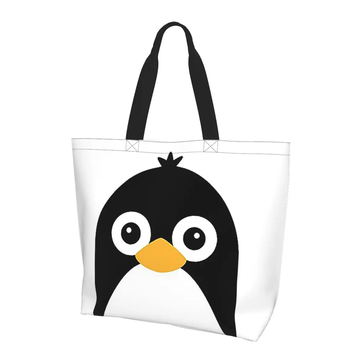 

Cute Vector Penguin Shopping Tote Bag Canvas Large Capacity Shoulder Bags Shopper Grocery Handbag for Women