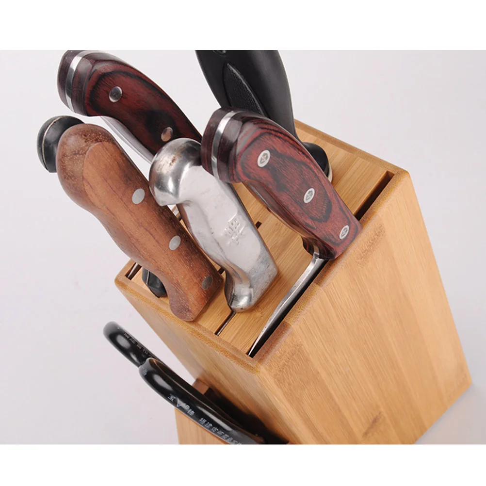 

Knife Holder Rack Kitchen Drawer Butcher Block for Knives Organizer Countertop Storage Bamboo Empty