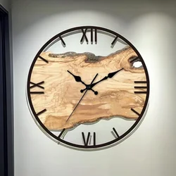 Simple Transparent Wall Clock Acrylic Wood Grain Silent Movement Clock High Quality Living Room Bedroom Office Home Decor New