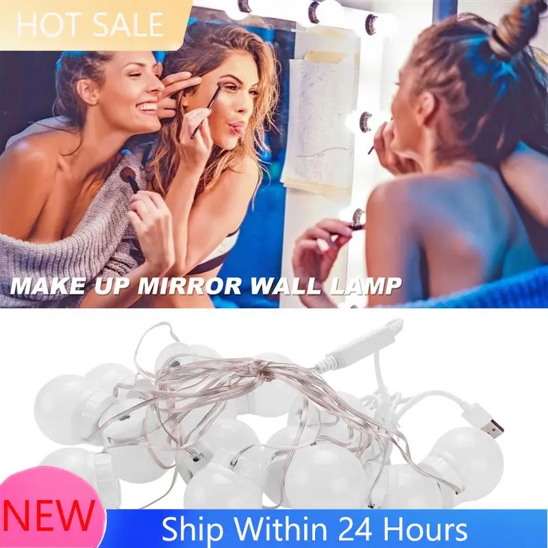

2025 Trend3 Modes Colors Makeup Mirror Light LED Touch-Dimming Vanity Dressing Lamp Bulb USB 12V Make Up Mirror Wall Lamp