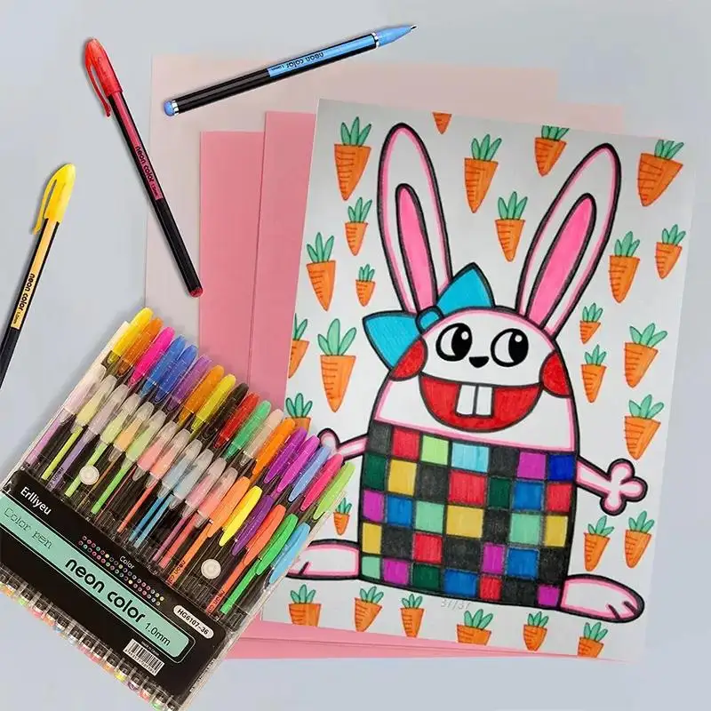 12/60 farben Set Metallic Glitter Farben Gel Stifte Für Schule Büro Erwachsene Malbuch Zeitschriften Zeichnung Kunst Marker Stift Liefert