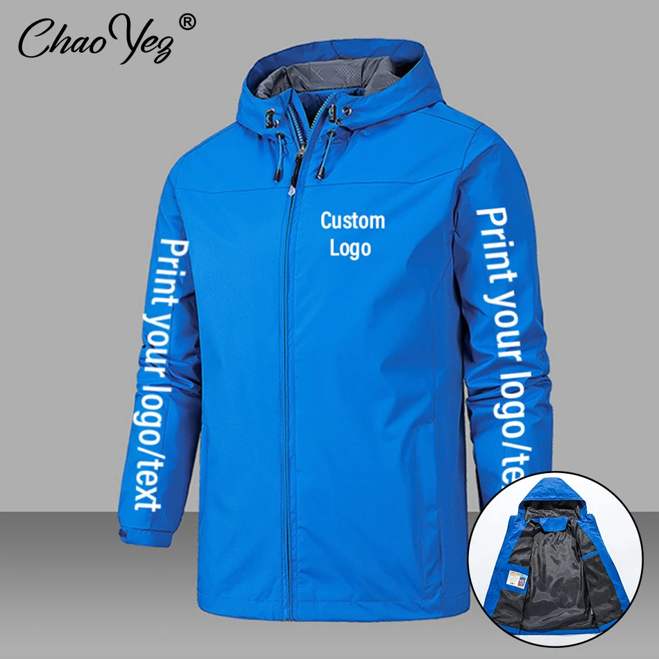 Autumn Custom Logo Men Jacket Print Brand Zipper Coat Windproof Waterproof Jacket Unisex Outdoor Jackets Sportswear 2024