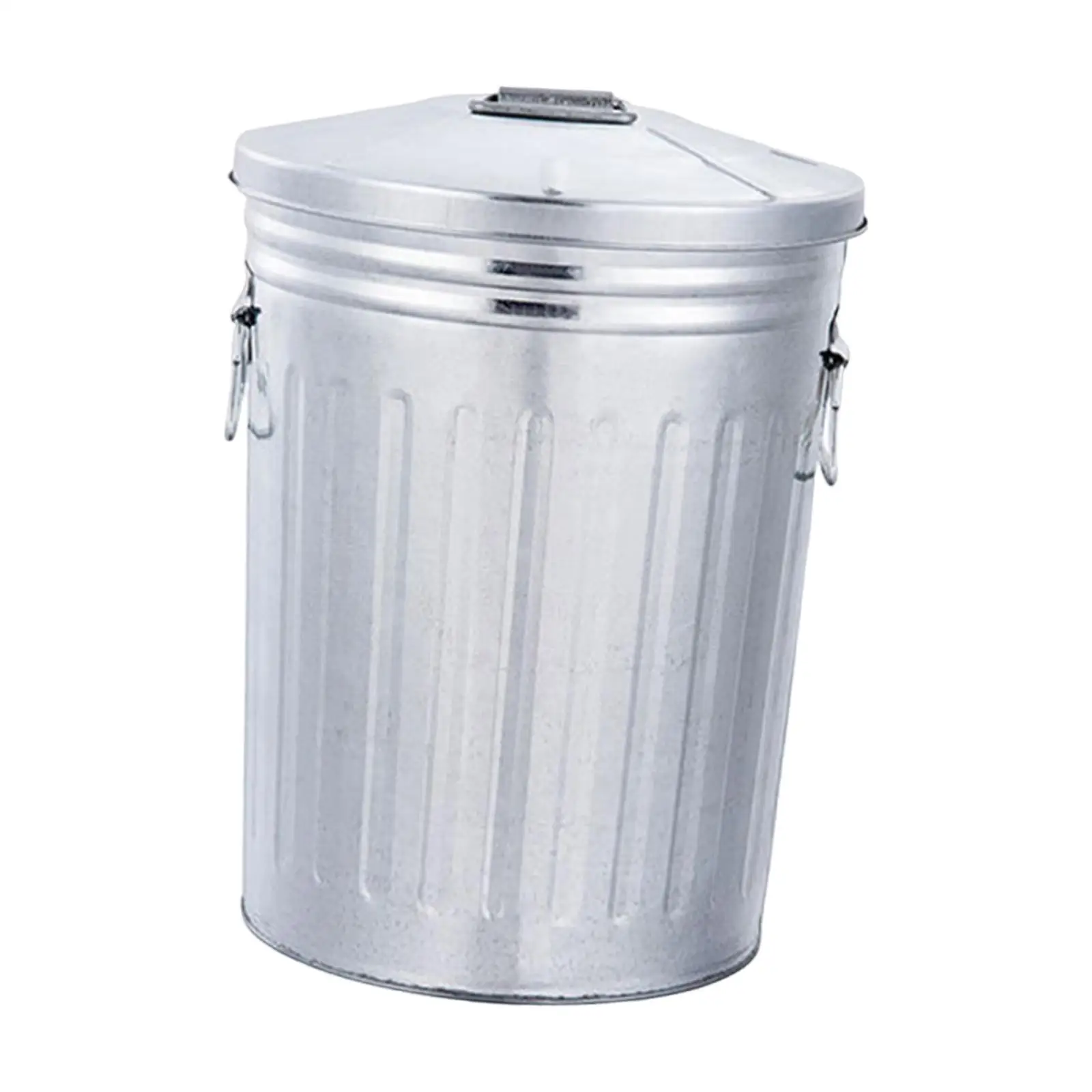 Outdoor Metal Trash Can with Lid Vintage Round Garbage Bin Storage Container for Garden Yard Kitchen Waste Management