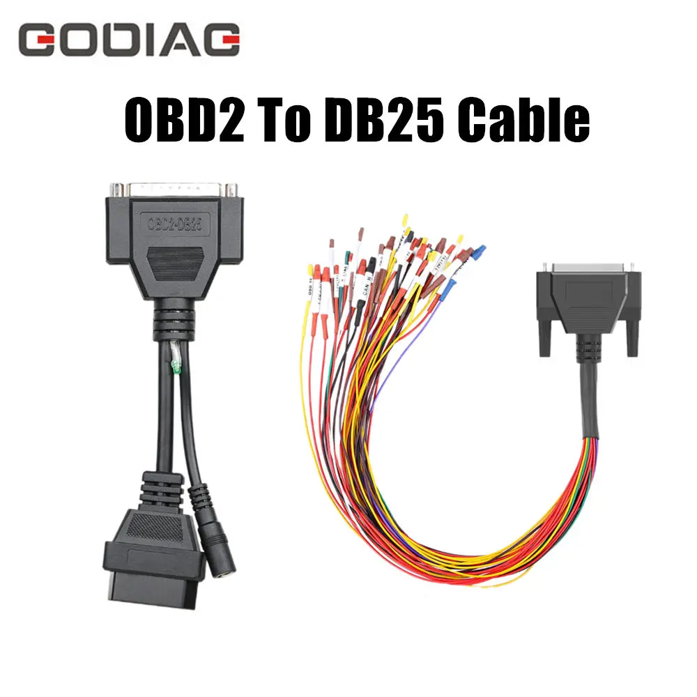 GODIAG DB25 Cable for GODIAG GT100 OBD II Break Out Box ECU Connector Jumper Cable and GODIAG OBD2 To DB25 Cable