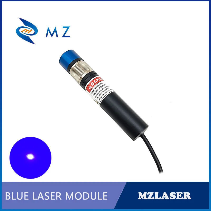 وحدة ليزر نقطة زرقاء ديود D18mm 450nm 30mw ليزر تركيز قابل للتعديل مع قوس ومحول لإمدادات الطاقة 5 فولت 12 فولت 24 فولت