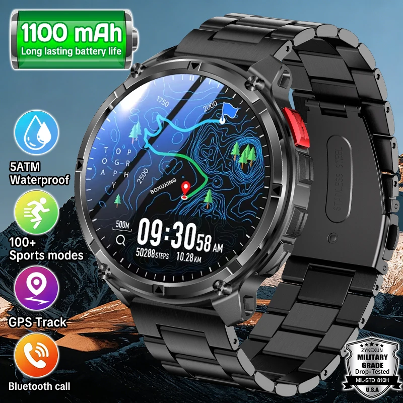 

2026 New T-Rex 3 Ultra 1100mAh Battery Smart Watch Men 5ATM Waterproof Sports Fitness Outdoor Compass Bluetooth Call Smartwatch
