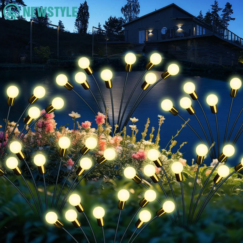 8/10LED Firefly Light RGB Solar Outdoor Firefly Garden Lights Waterproof Swaying Fairy Light for Yard Patio Decoration