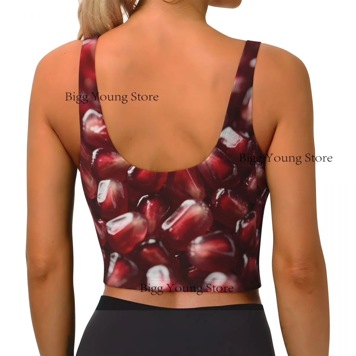 Women Sexy Sports Vest Juicy Red Pomegranate Female Streetwear Sport Lingerie Tee Crop Top