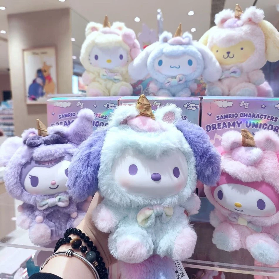 

Hot New Sanrio Dream Unicorn Series Vinyl Plush Blind Box Cute Cartoon Hello Kitty Kuromi Pendants Girl Bag Ornament Toys Gifts