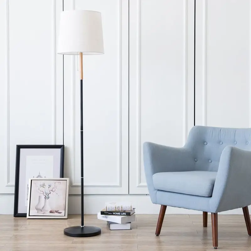 Nordic Modern Minimalist Creative Solid Wood Standing Floor Lamp Multi Function for Living Room Bedroom Study Lighting LED