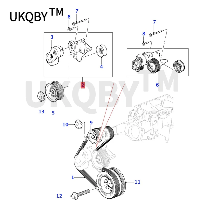 Car Idler 2006-2016ft ype fpa ceXK XF XJ F-TYPE XE engine belt idler belt tensioner tensioner transition wheel idler assembly