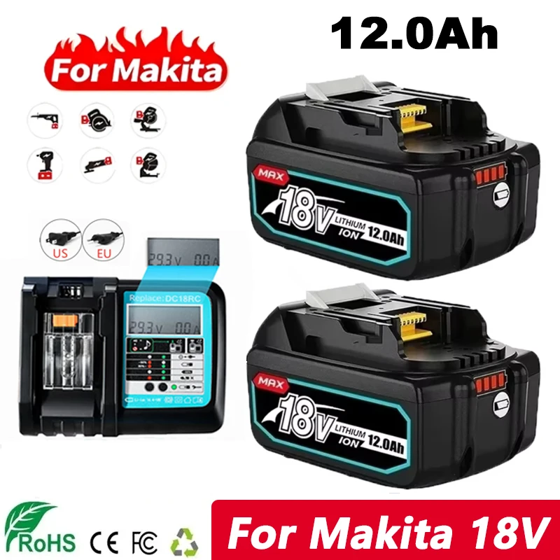 

Оригинальный аккумулятор Makita 18 В 12000 мАч 12,0 Ач для электроинструментов со светодиодом 18650, литий-ионная замена LXT BL1860B BL1860 BL1850