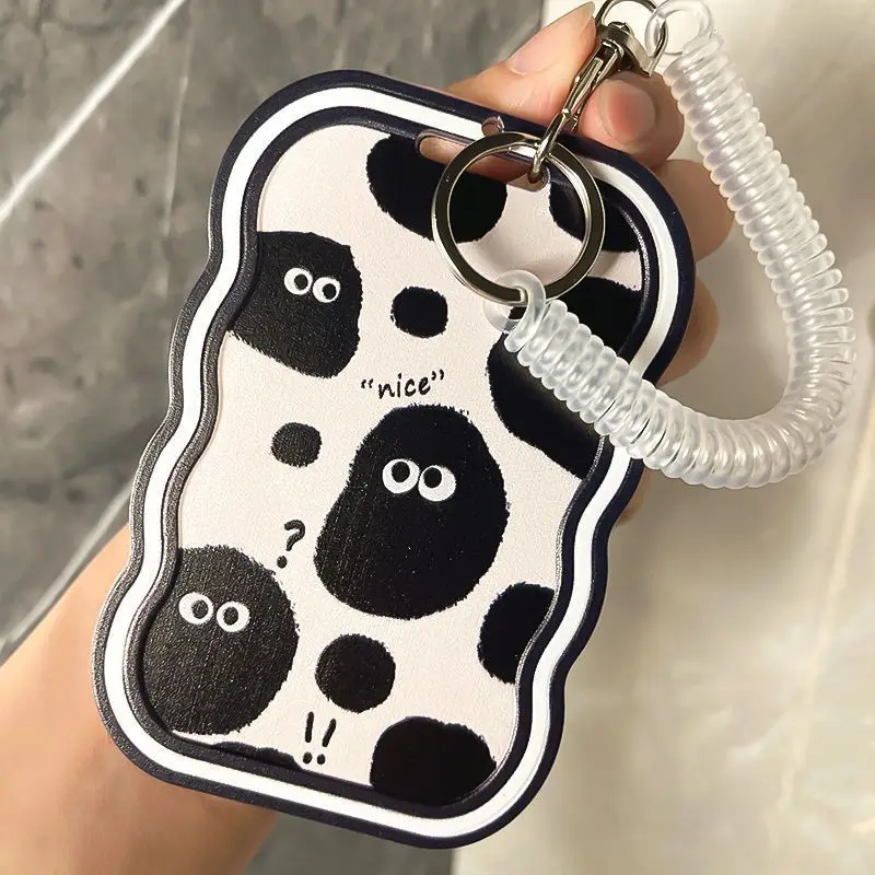 Держатель для карт с узором угольного шара, с подвеской из пружинной веревки, индивидуальный дизайн для удобной переноски, хранилище для фотокарт Idol, хранилище для автобусных и карт доступа, милый аксессуар для ежедневных путешествий