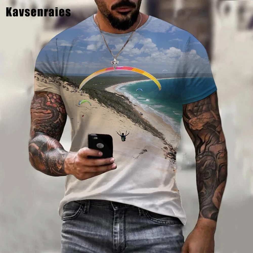 3D T-shirt Paragliding Printed  Fashion Summer Cool Extreme Sport Streetwear T Shirts Boy Girl Oversized Tops