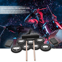 Electronic Drum Set with Drum Pedals and Sticks Roll-Up Drum Practice Pad Electric Drum Pad Holiday Birthday Gift for Kids
