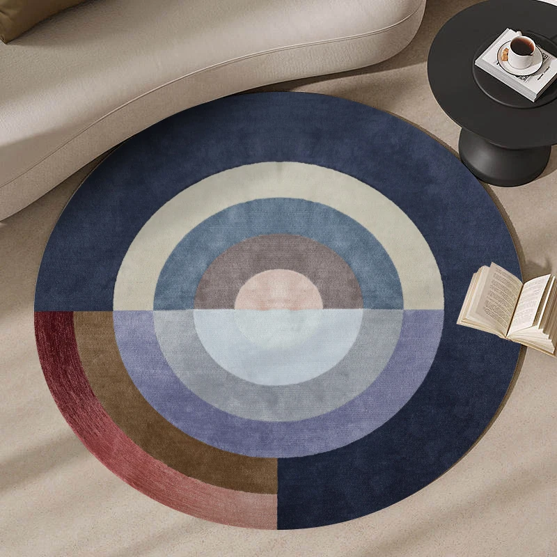 Round Rug, Elegant Area Carpet for Living Room or Bedroom, Sophisticated Home Decor Floor Mat